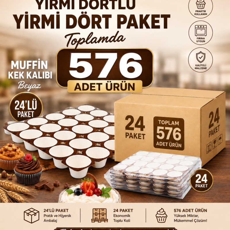 SANAT MUFFİN KEK KALIBI 6X4 2OZ BEYAZ 576 ADET
