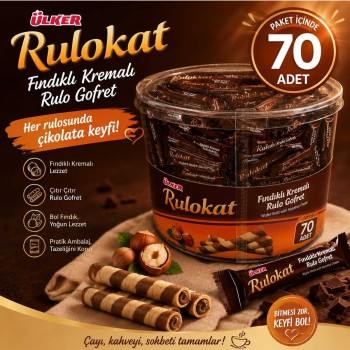 Ülker RULOKAT FINDIKLI KREMALI GOFRET 6,25GR X70Lİ