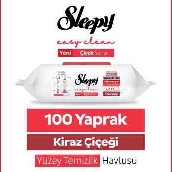 Sleepy Easy Clean Kiraz Çiçeği Yüzey Temizlik Havlusu Mendili 100 Yaprak