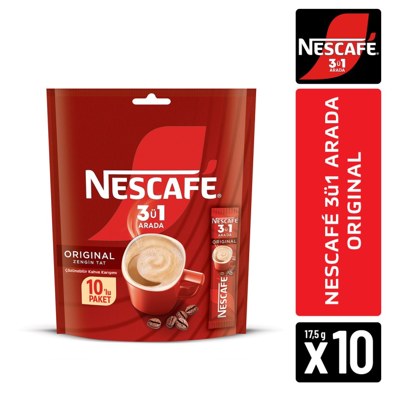 Nescafe 3ü1 Arada Original Çözünebilir Kahve 17,5g 10'lu Paket